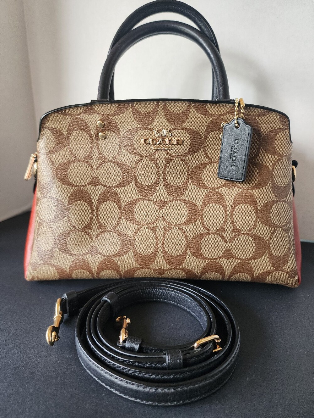 Coach Colorblock Mini Lillie 2Way Carryall, Signature & Terracotta, EUC, 2021